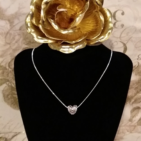 🌺Sterling Silver Necklace W/2 Tone Pendant🌸 - Picture 2 of 5